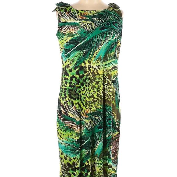 Prodotto Da Bay Green Tropical Feather Print Sleeveless Dress Size Large - Picture 2 of 9
